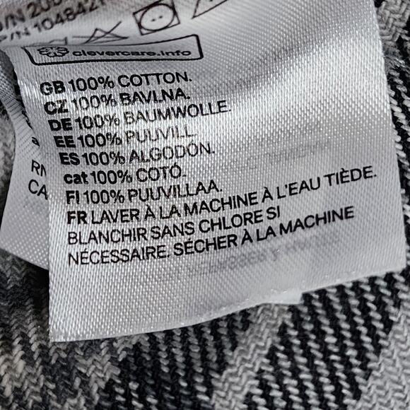 H&M Medium Grey Gray Plaid Flannel Long Sleeve Jacket - Picture 4 of 5